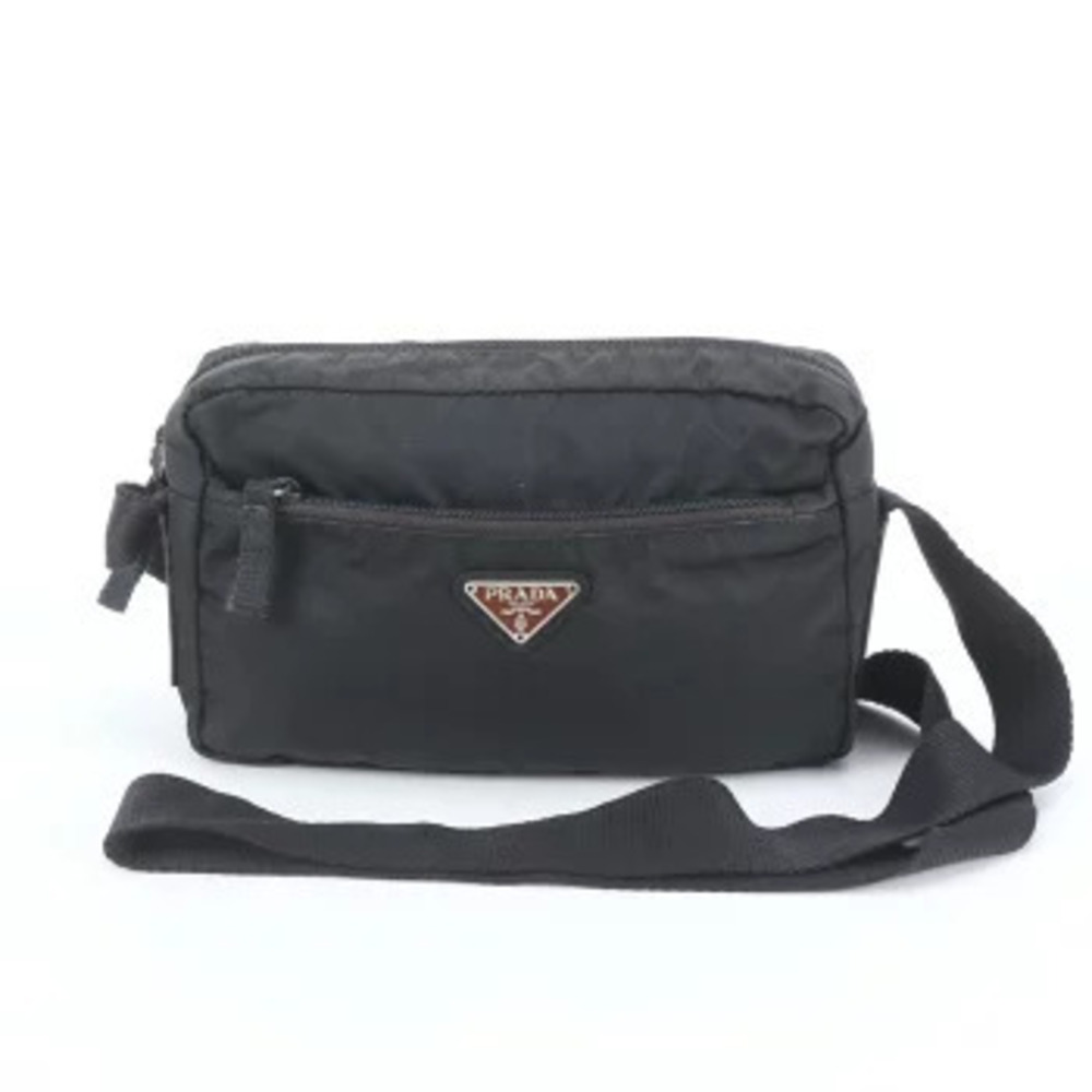 Prada Tessuto Leather Triangle Shoulder Bag Black
